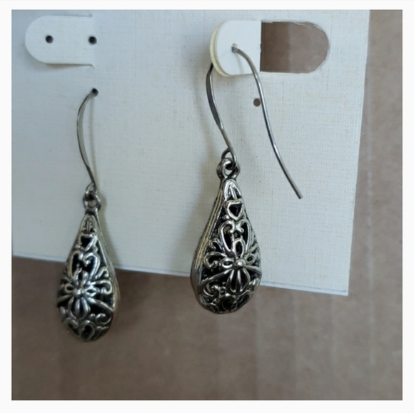 Sterling Silver Teardrop Earrings - Picture 3 of 4